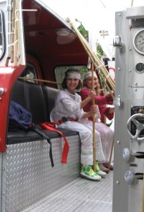 riding in the fire truck with clara